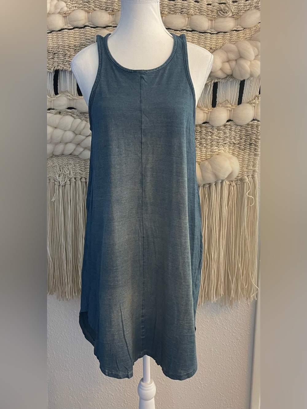 Michael Stars 100% Cotton Denim Look High-Low Sleeveless Dress Size S